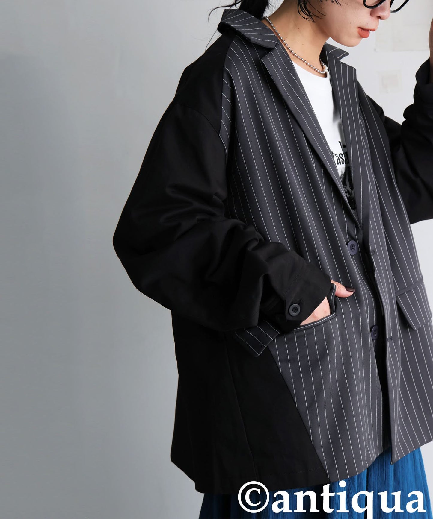 Mixed Material Jacket Ladies