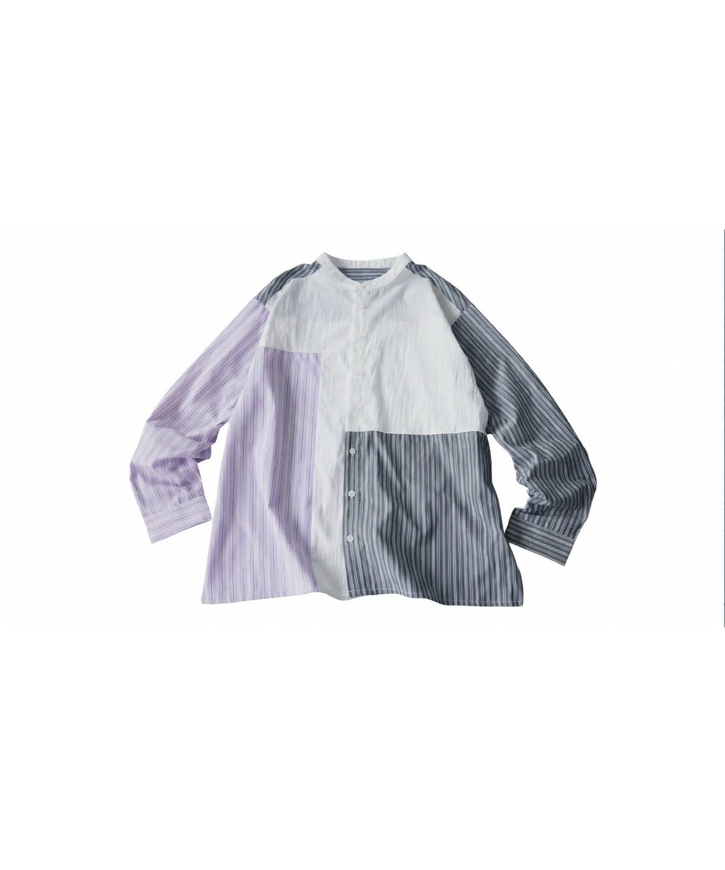 Fabric-Blocked Striped Shirt Men’s