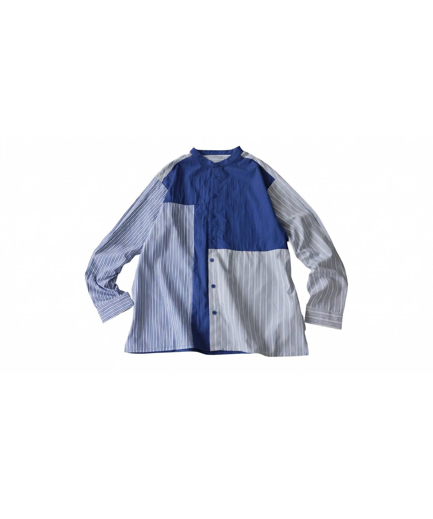 Fabric-Blocked Striped Shirt Ladies