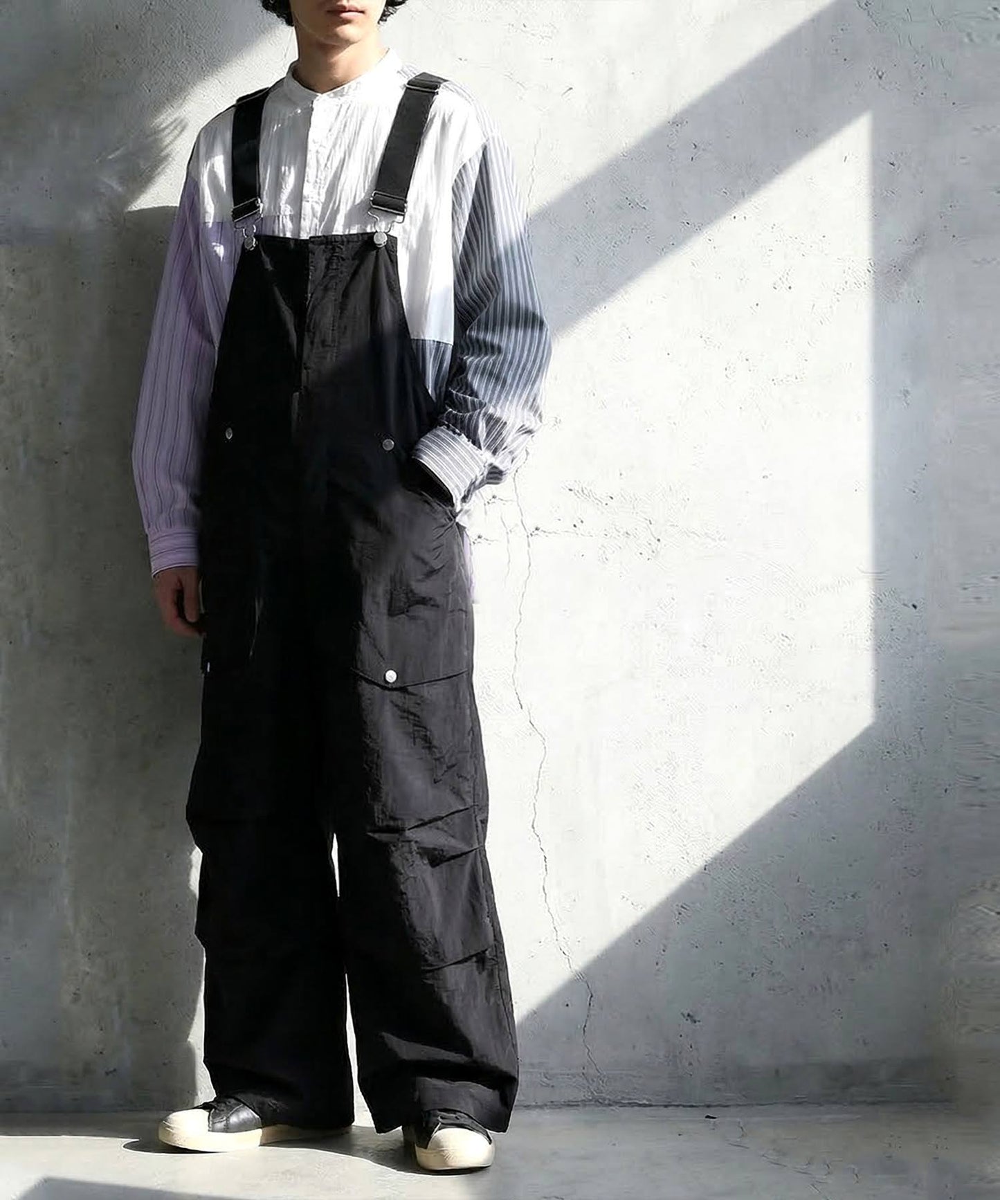Fabric-Blocked Striped Shirt Men’s
