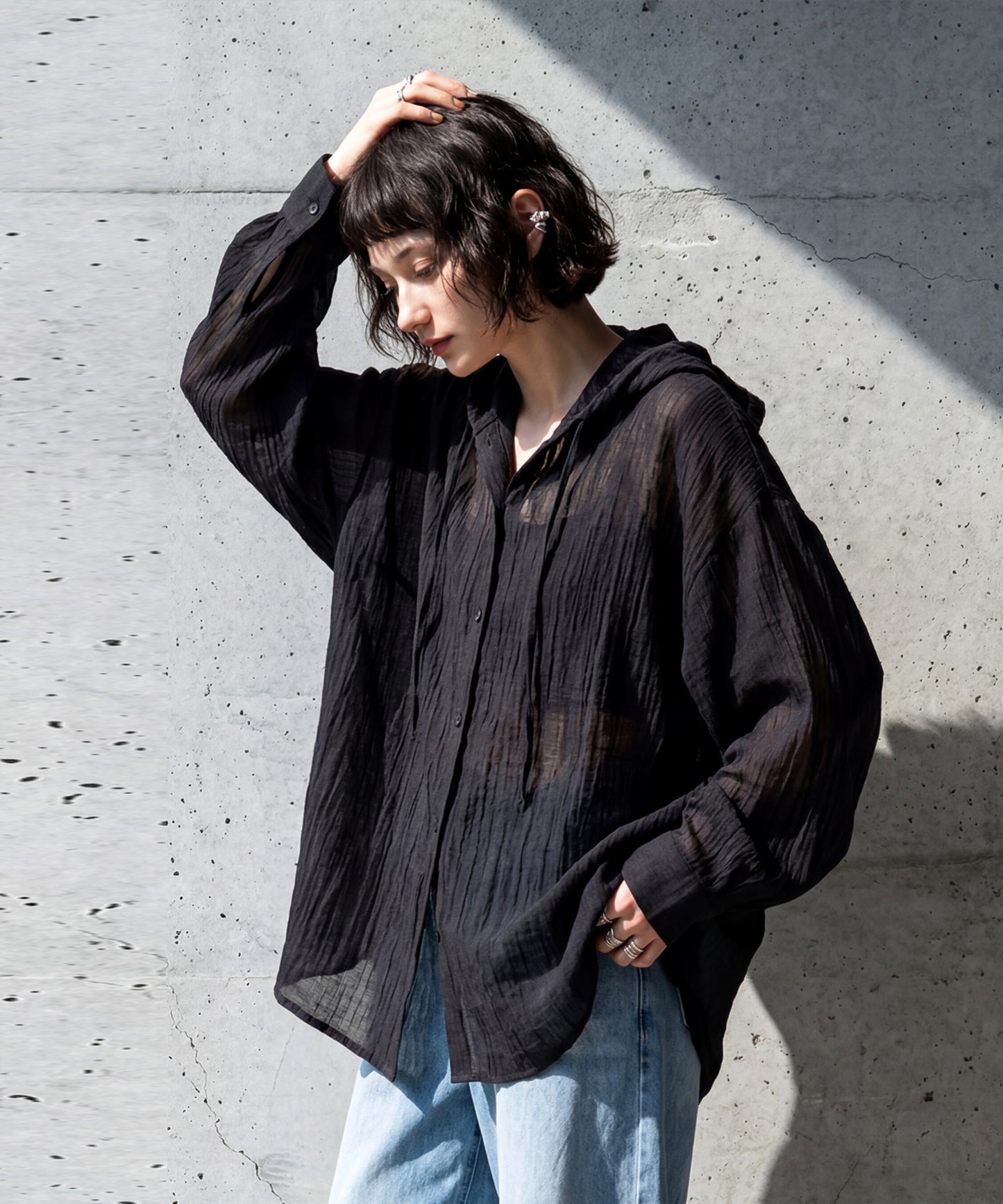 Hooded Sheer Shirt Ladies