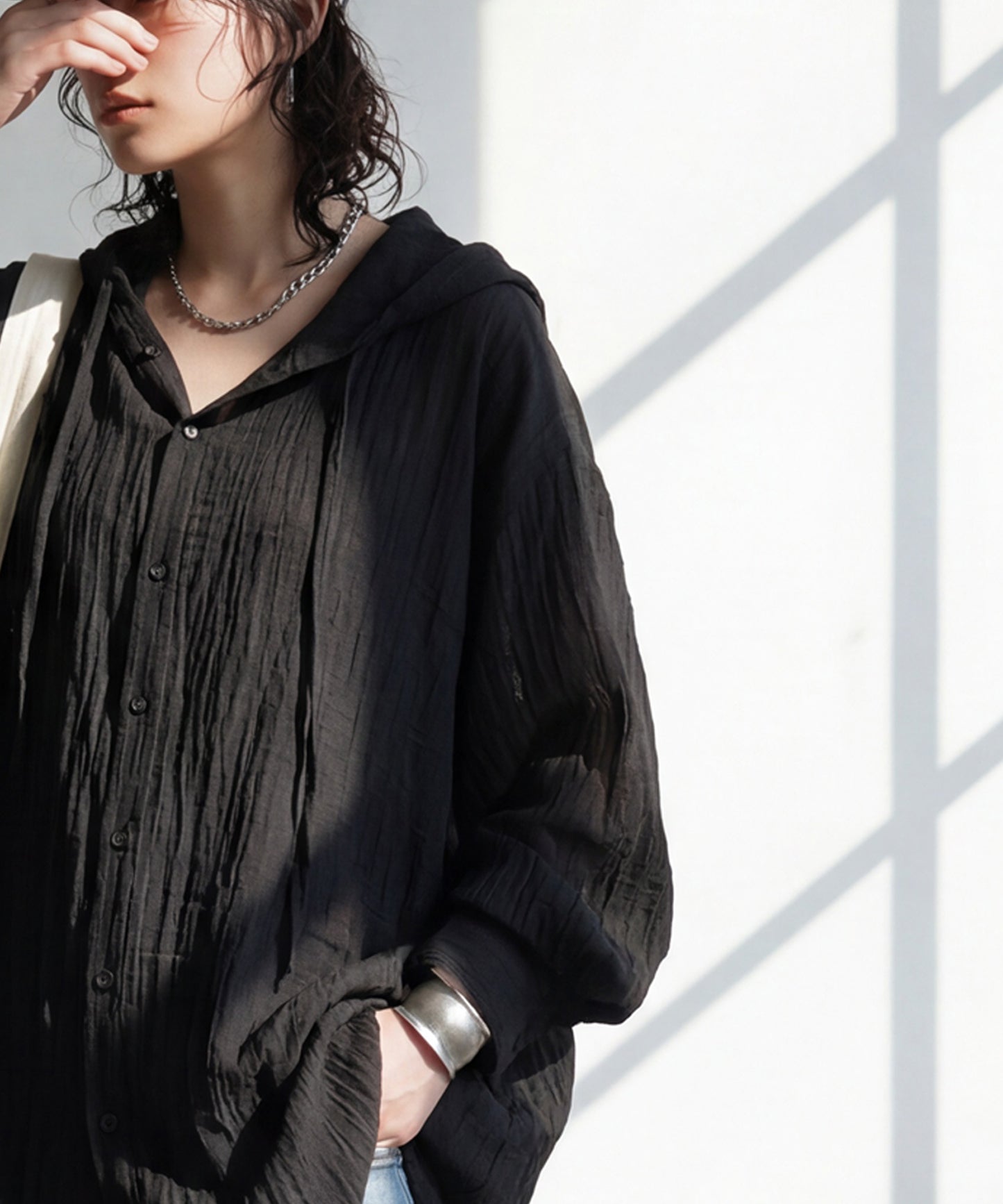 Hooded Sheer Shirt Ladies