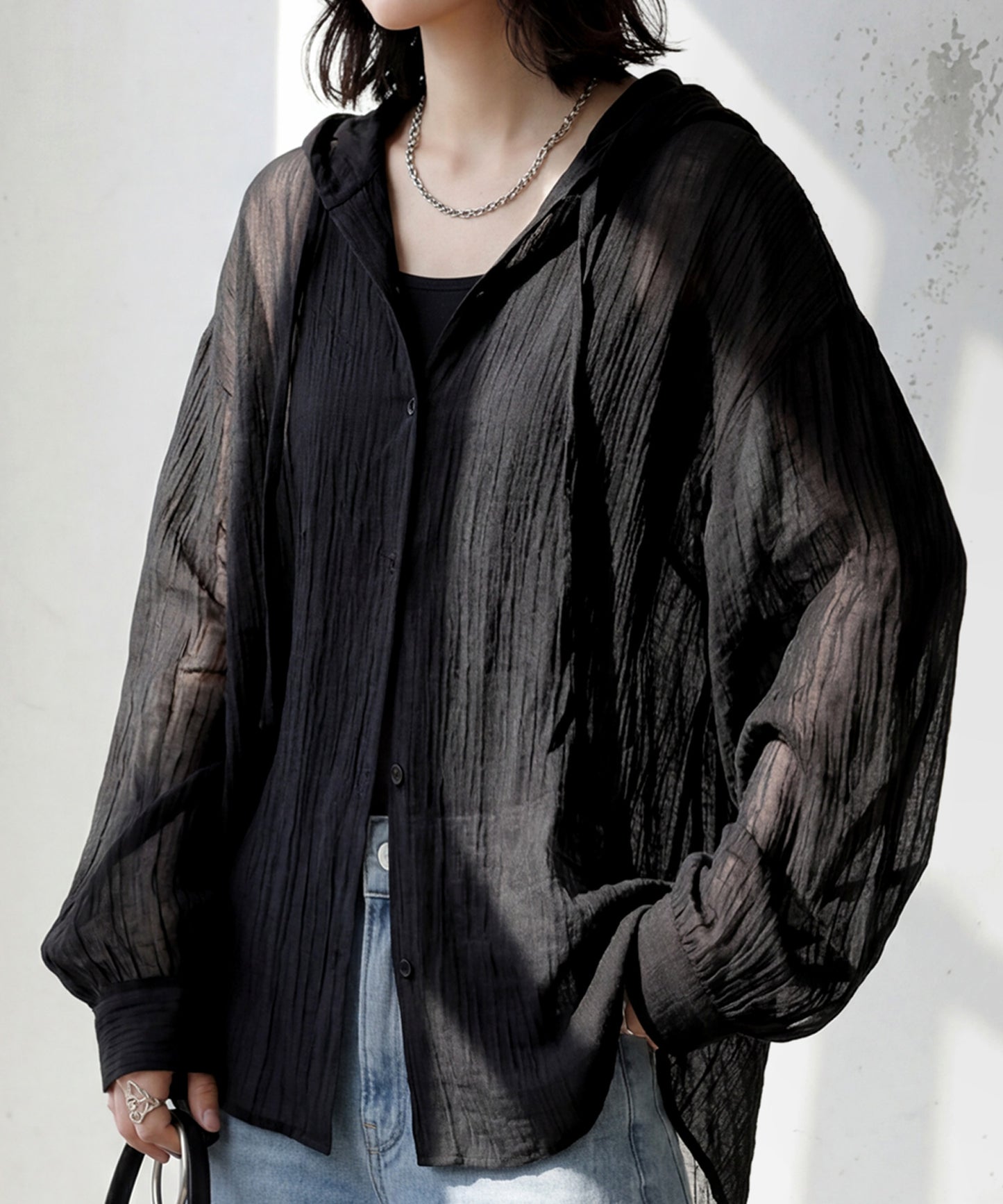 Hooded Sheer Shirt Ladies