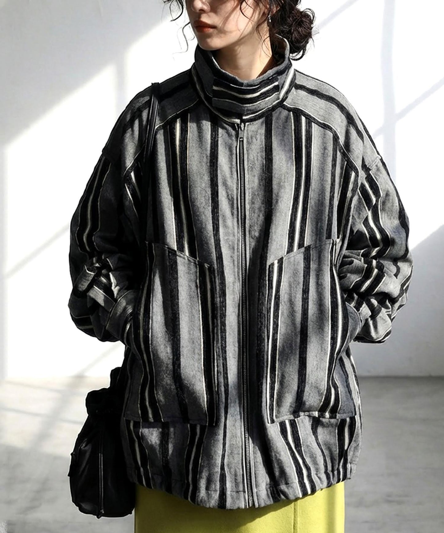Vertical Striped Blouson Ladies