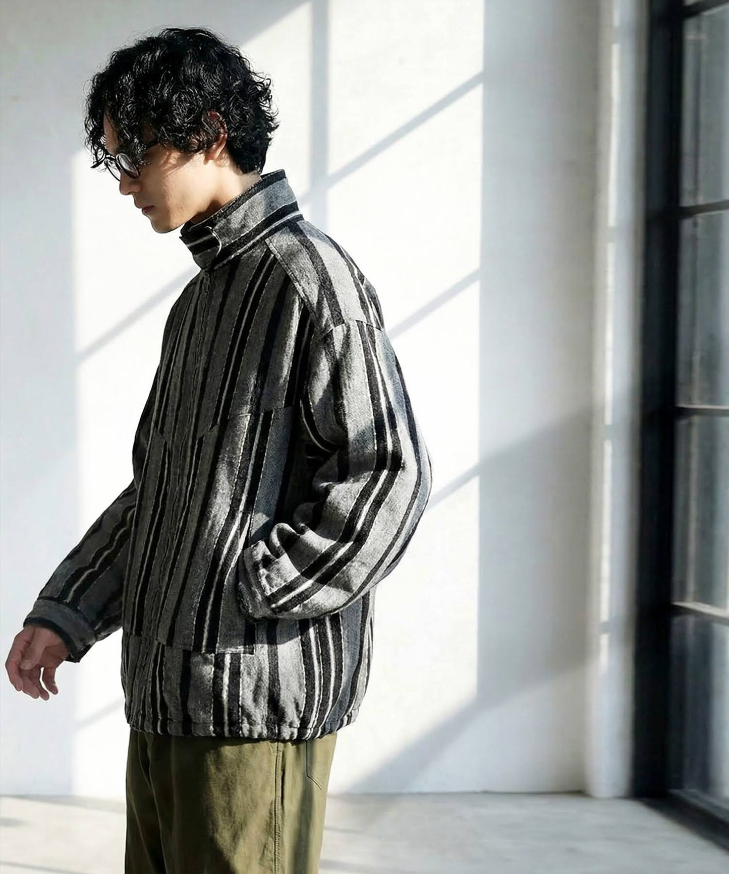 Vertical Striped Blouson Men's