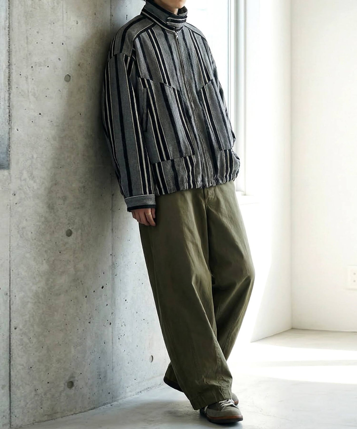 Vertical Striped Blouson Men's
