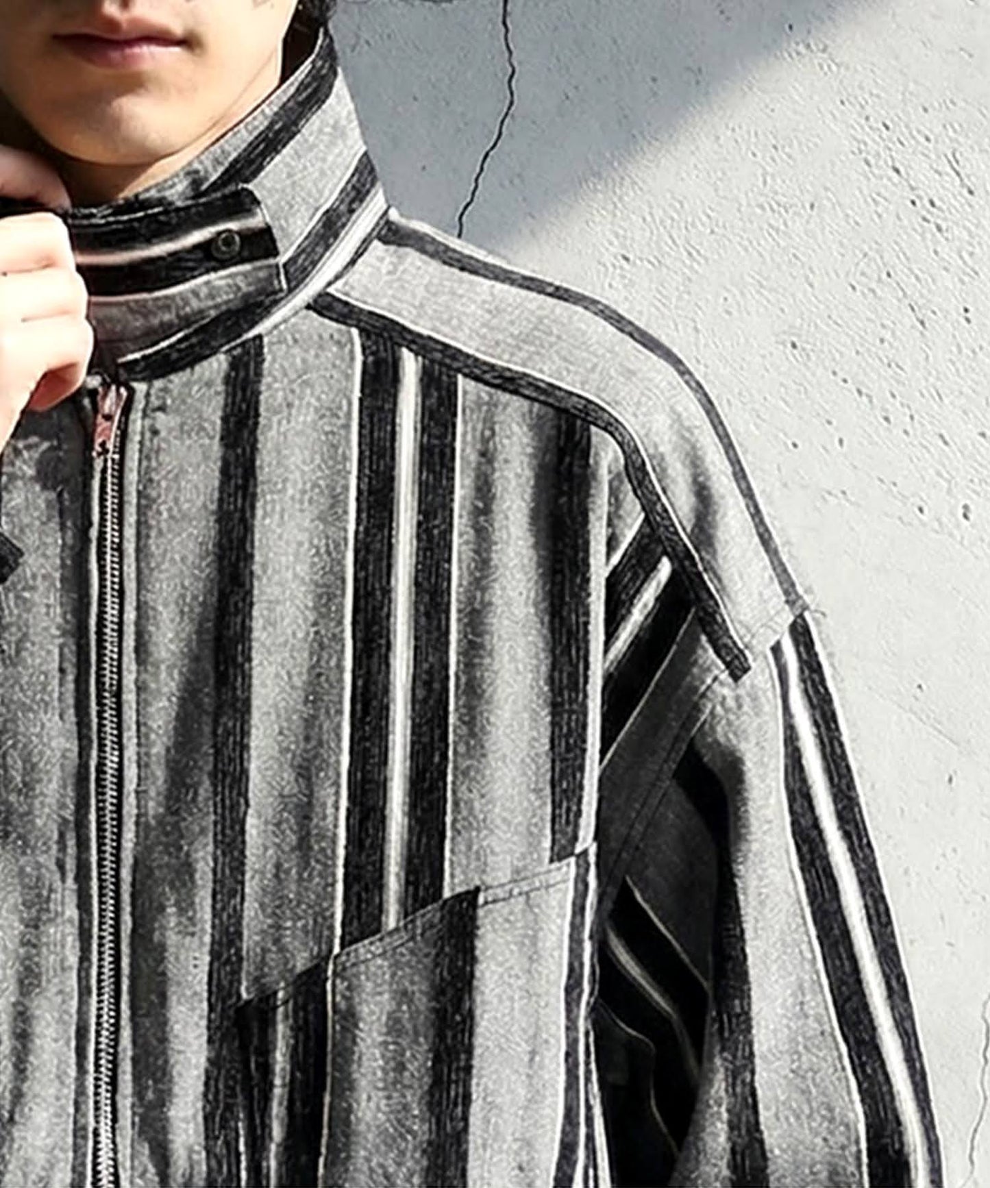 Vertical Striped Blouson Men's