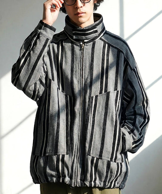 Vertical Striped Blouson Men's
