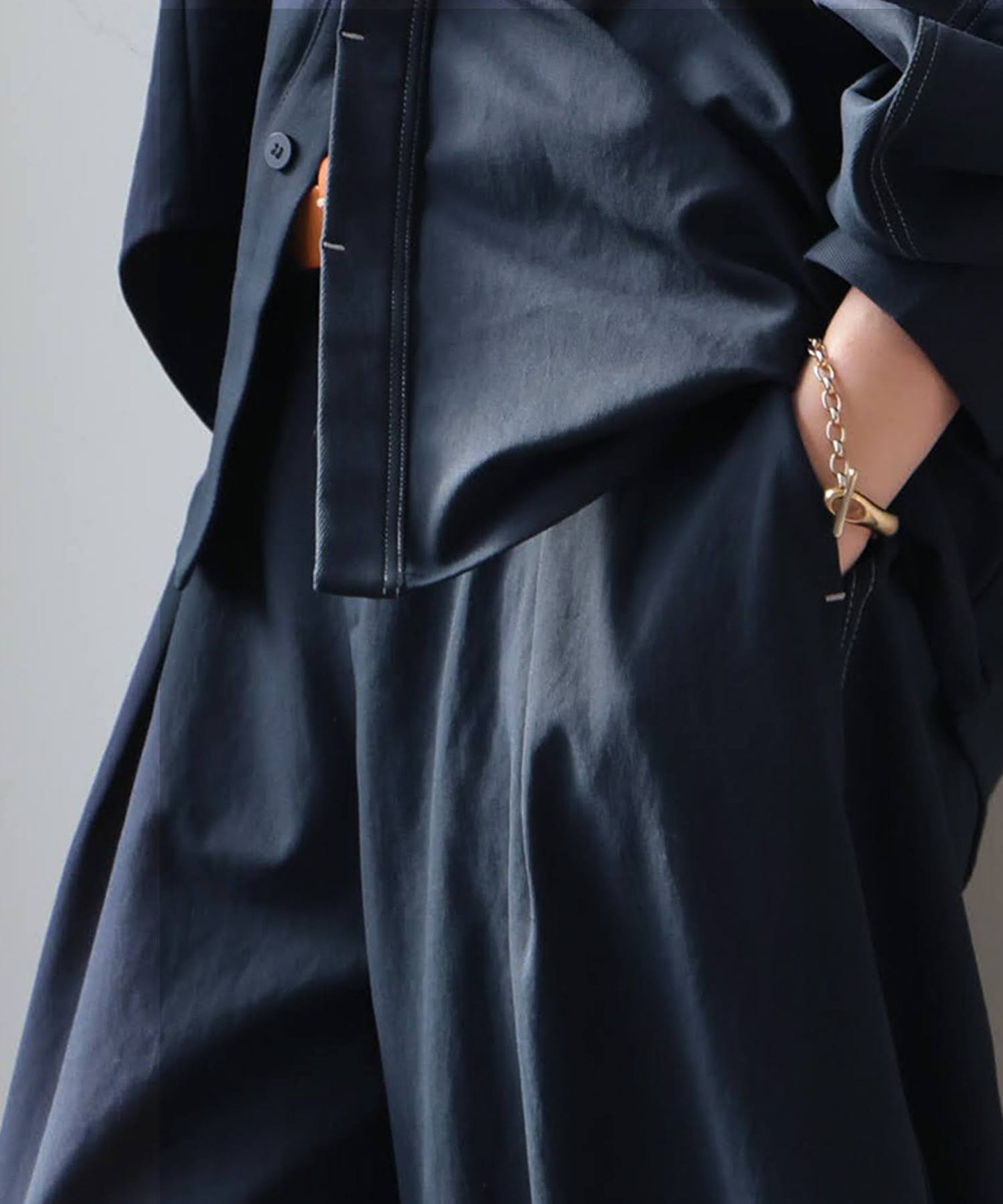 Color-Coordinated Stitching Wide Pants Ladies