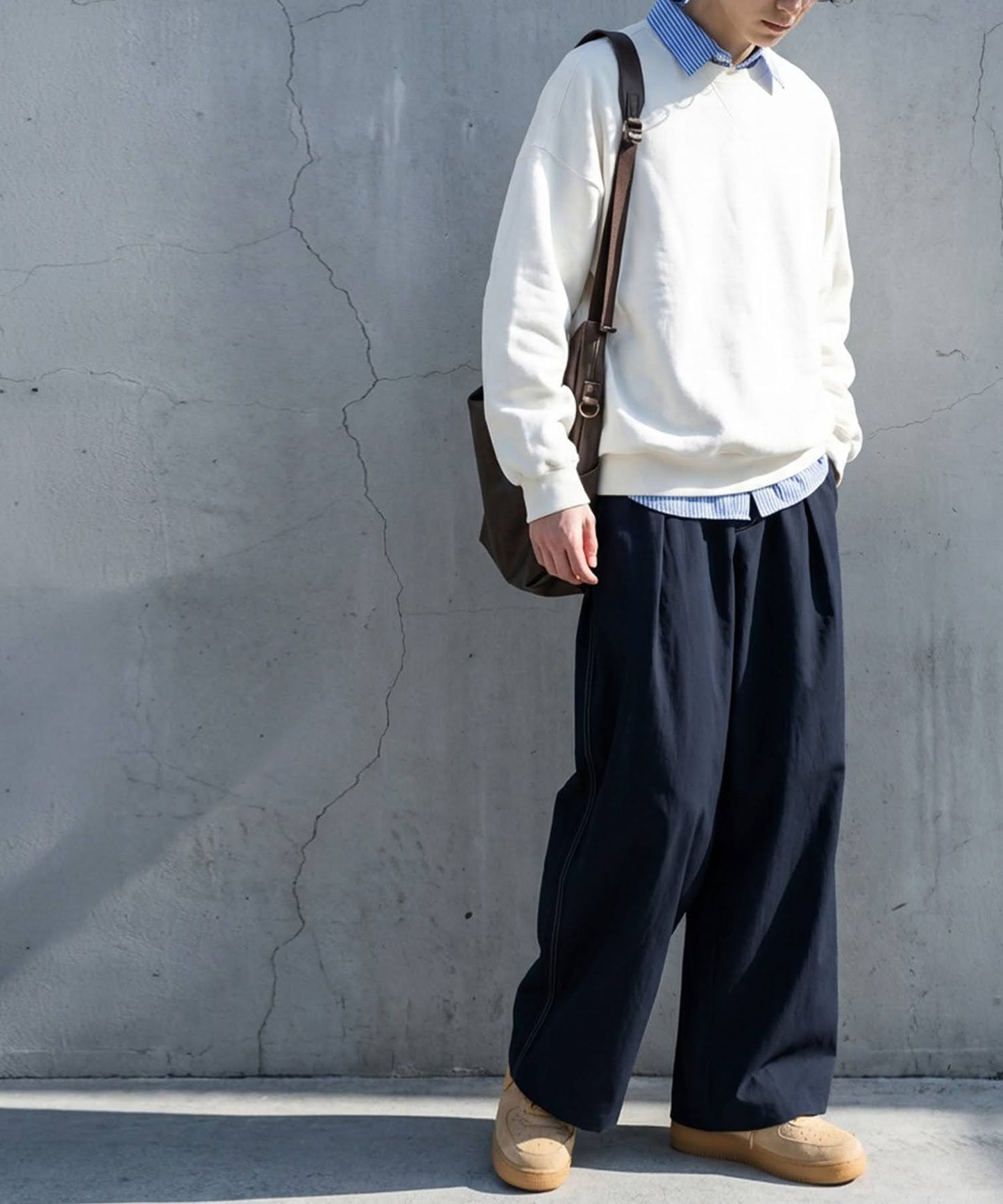 Color-Coordinated Stitching Wide Pants Men's