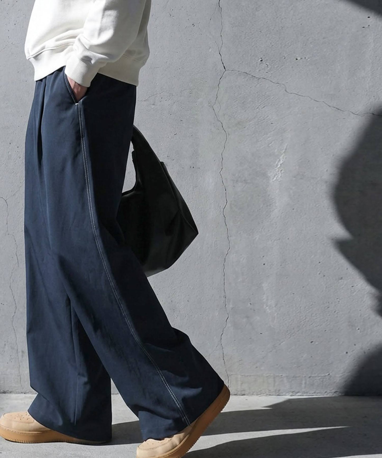 Color-Coordinated Stitching Wide Pants Men's