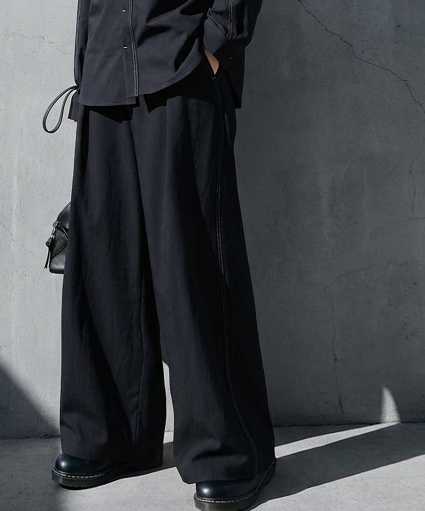 Color-Coordinated Stitching Wide Pants Men's