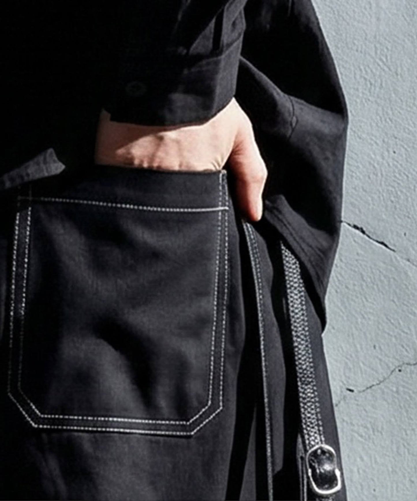Color-Coordinated Stitching Wide Pants Men's