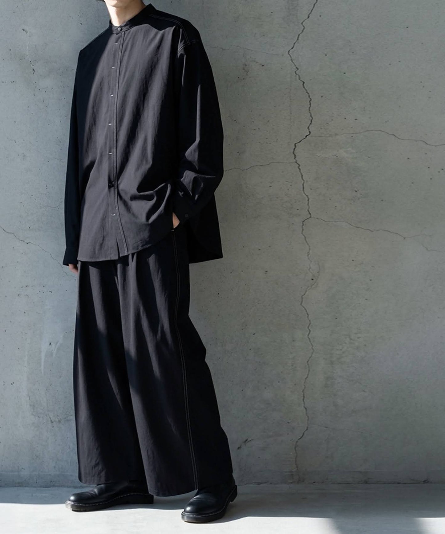 Color-Coordinated Stitching Wide Pants Men's