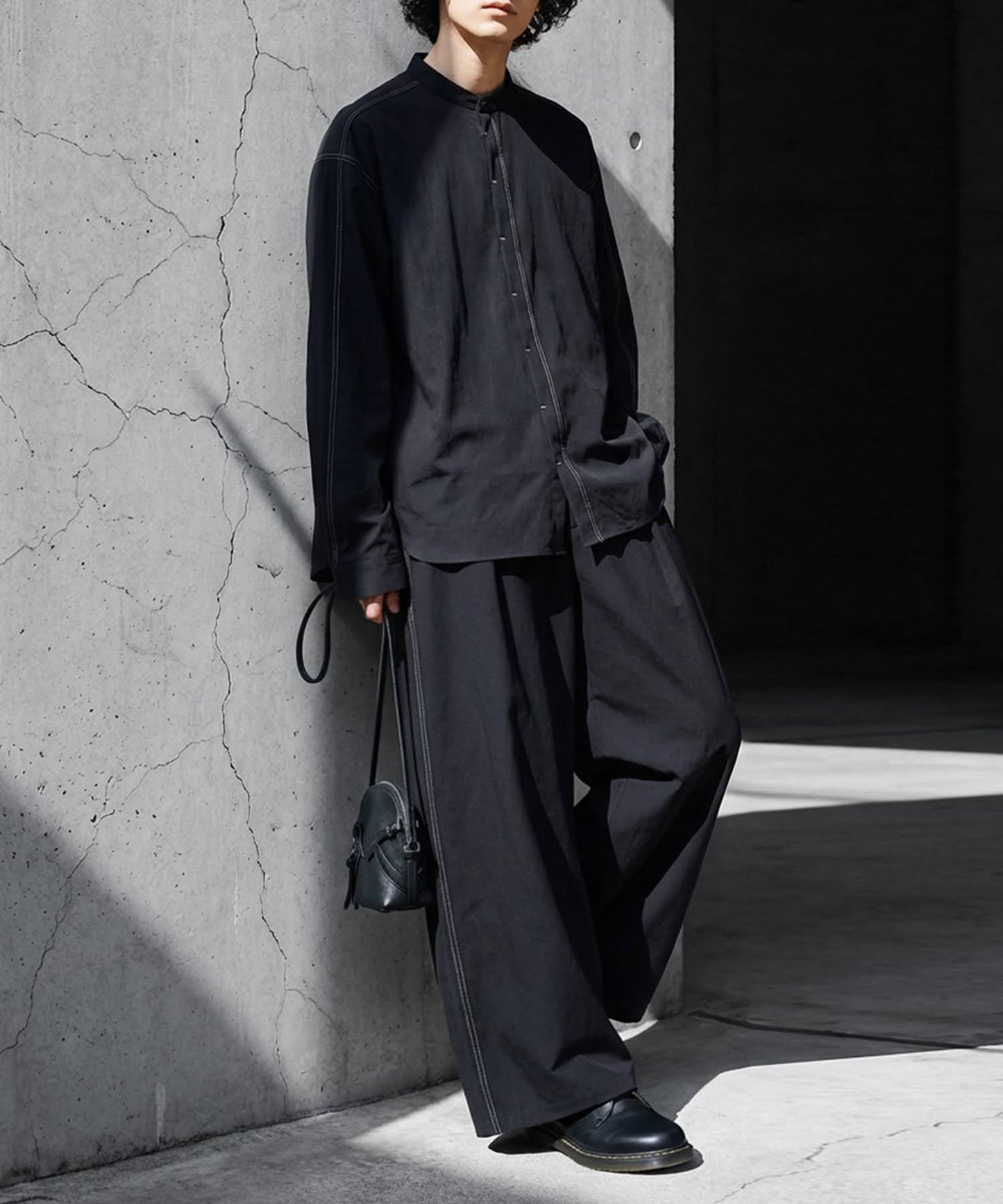 Color-Coordinated Stitching Wide Pants Men's