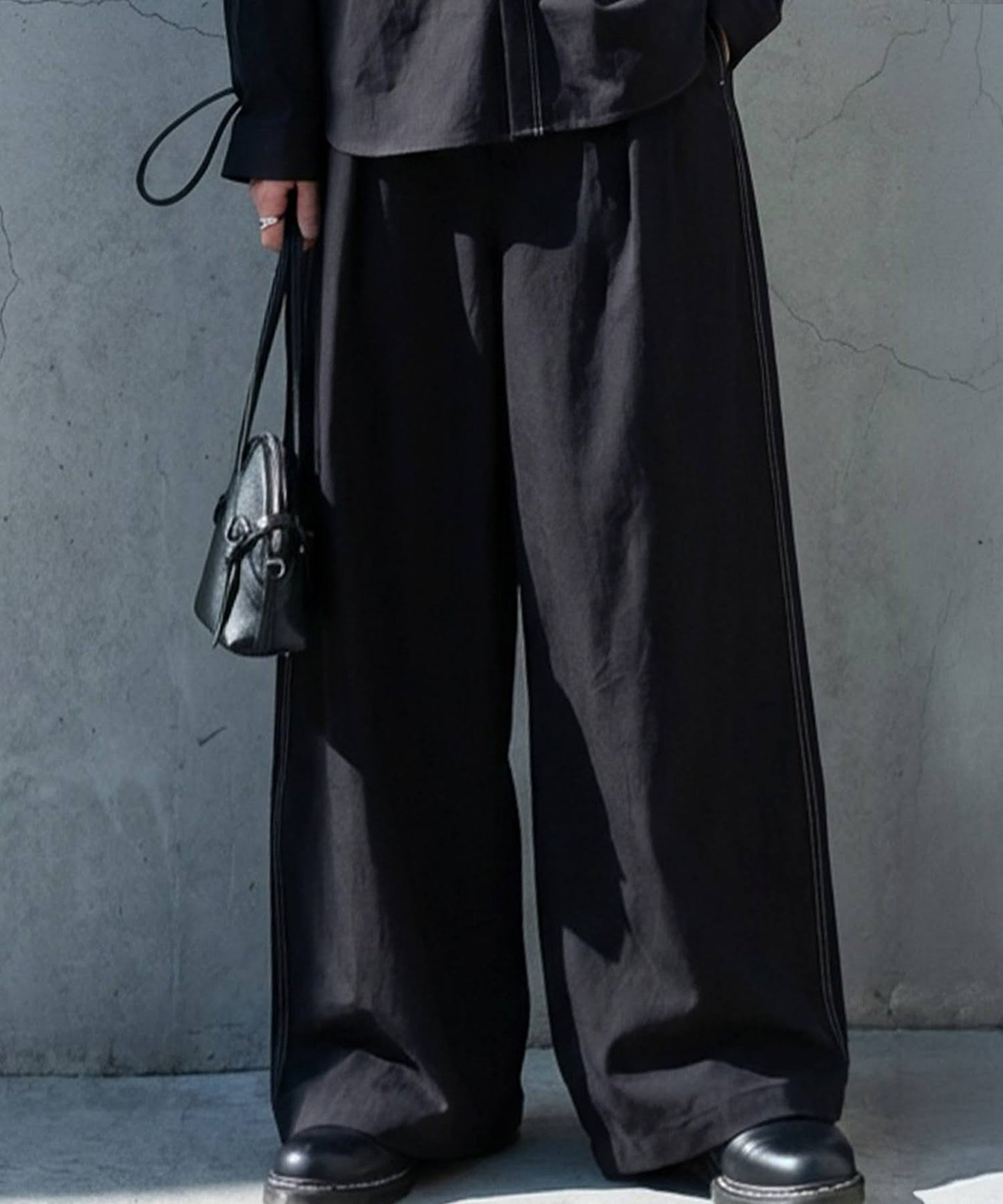 Color-Coordinated Stitching Wide Pants Men's