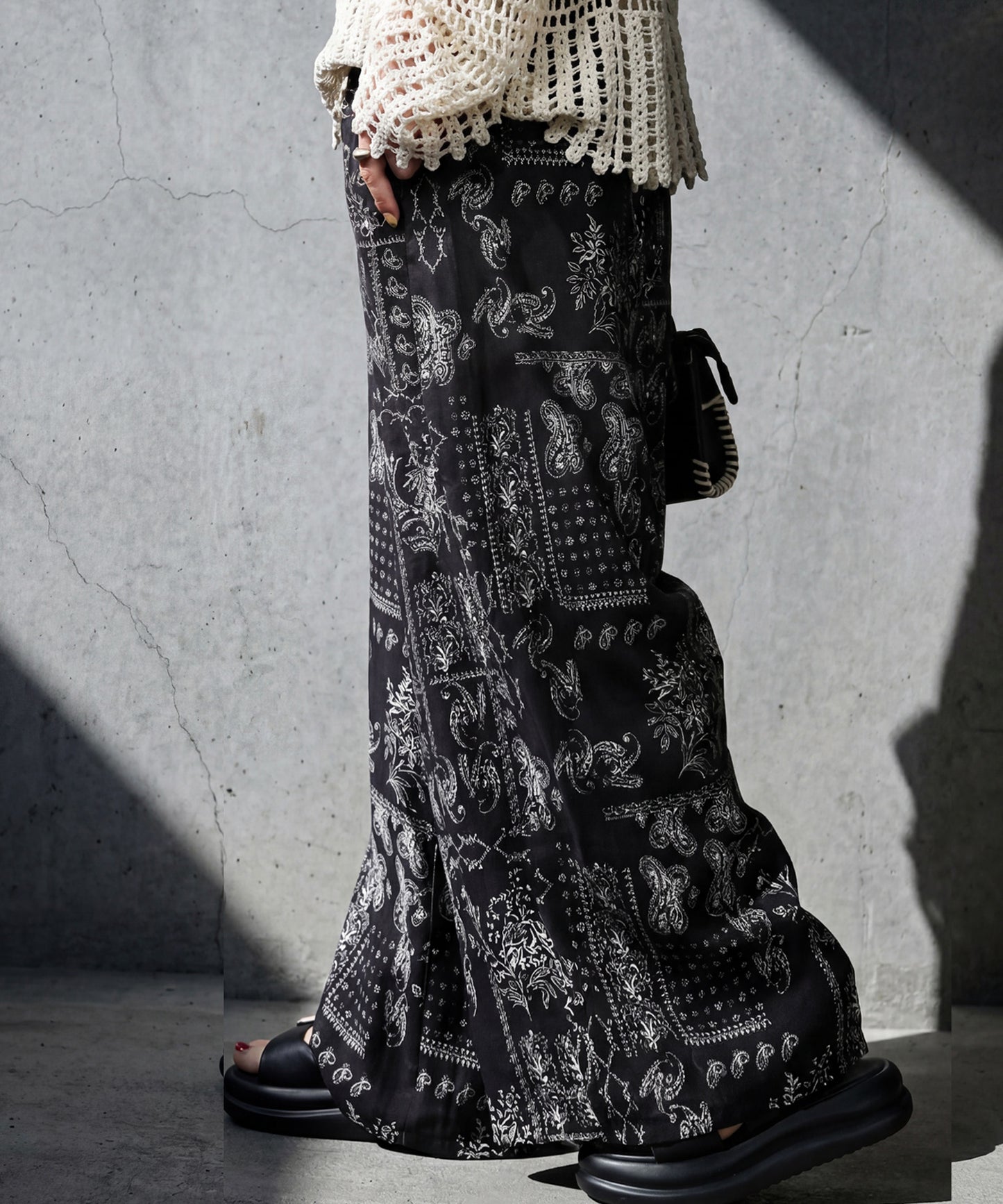 Paisley Print Long Wide-Leg Pants Ladies