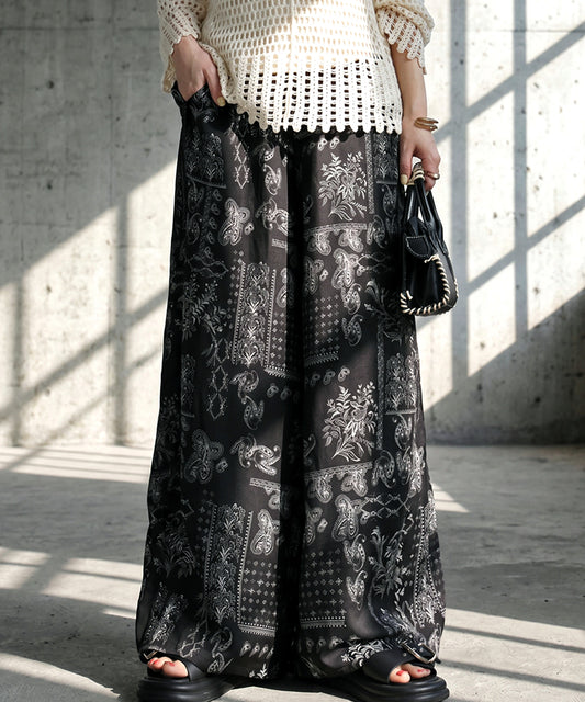 Paisley Print Long Wide-Leg Pants Ladies