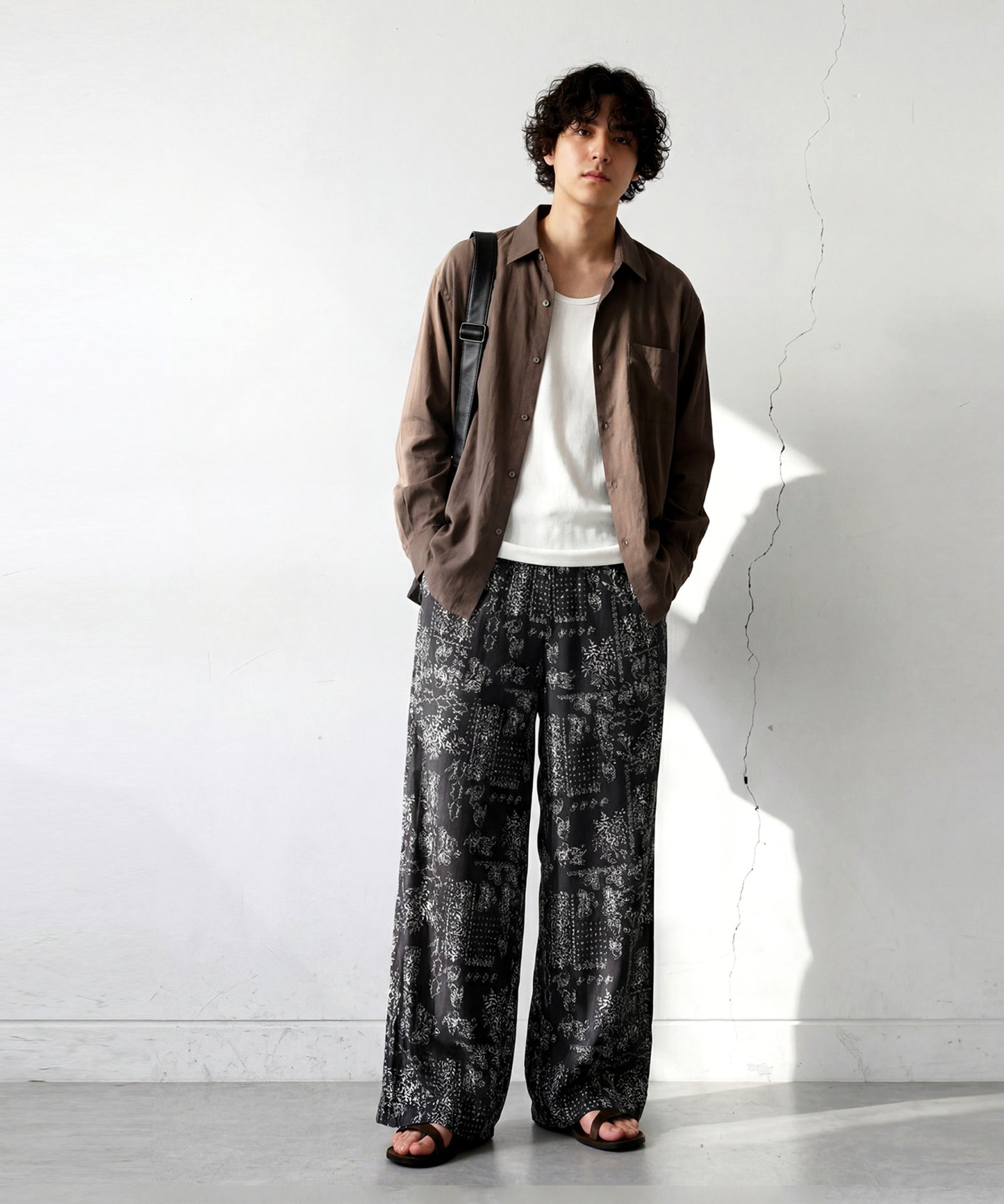 Paisley Print Long Wide-Leg Pants Men’s