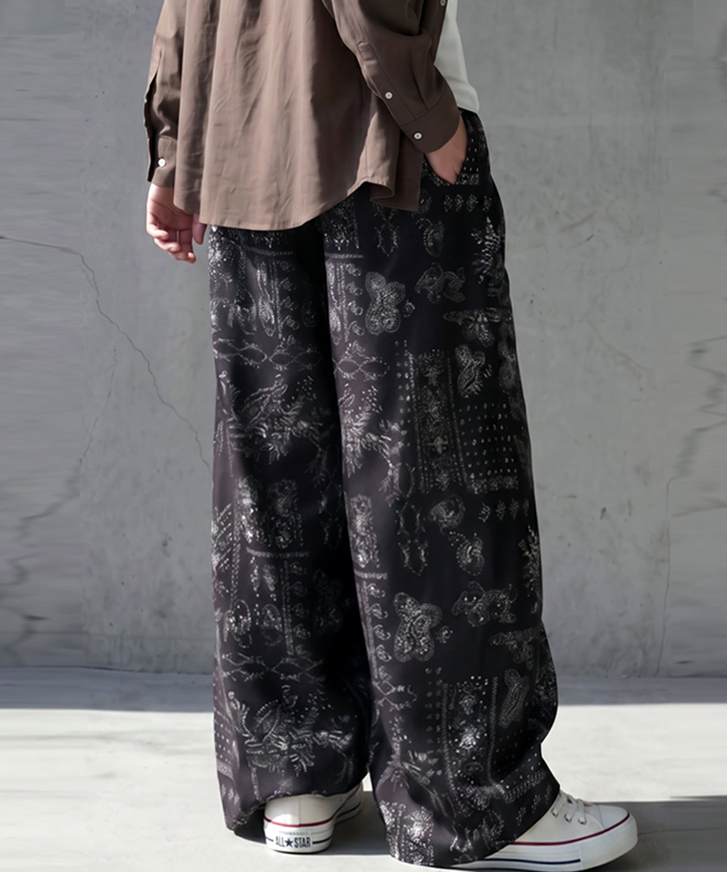 Paisley Print Long Wide-Leg Pants Men’s