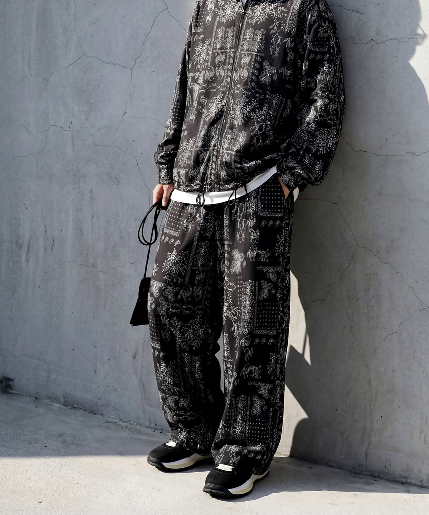 Paisley Print Long Wide-Leg Pants Men’s