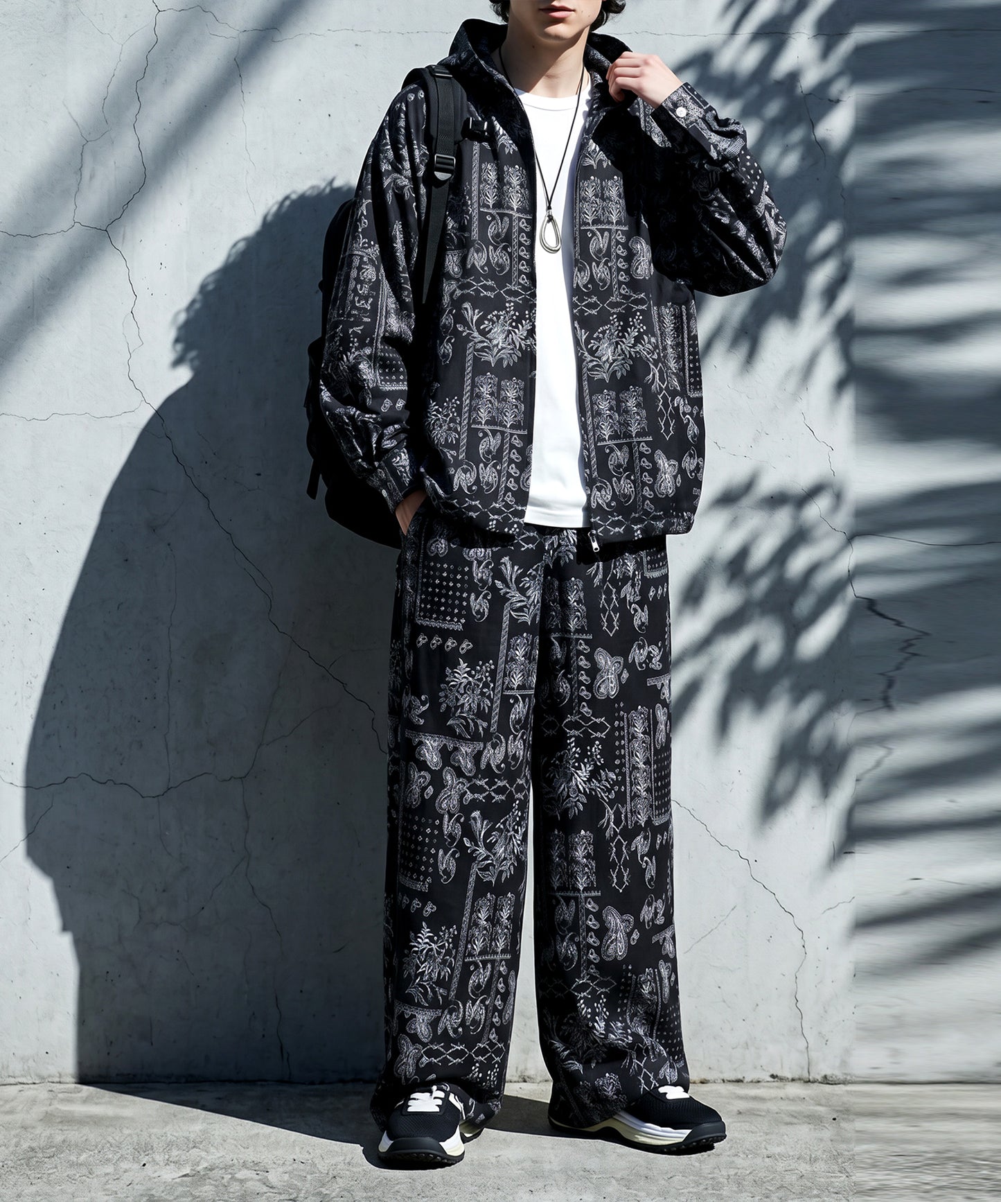 Paisley-Patterned Sheer All-Over Print Hoodie Men’s