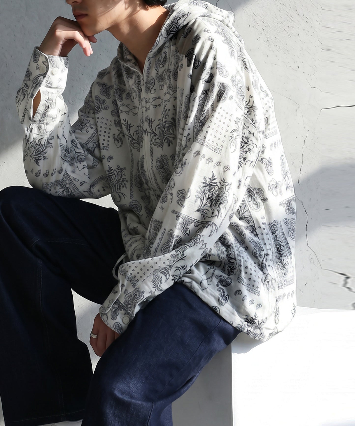 Paisley-Patterned Sheer All-Over Print Hoodie Men’s