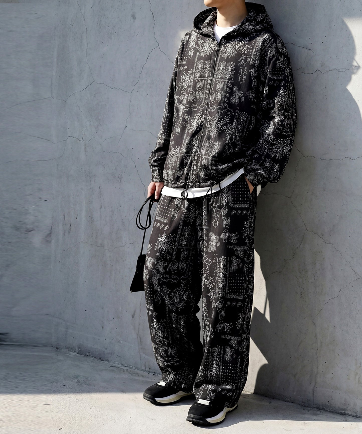 Paisley-Patterned Sheer All-Over Print Hoodie Men’s