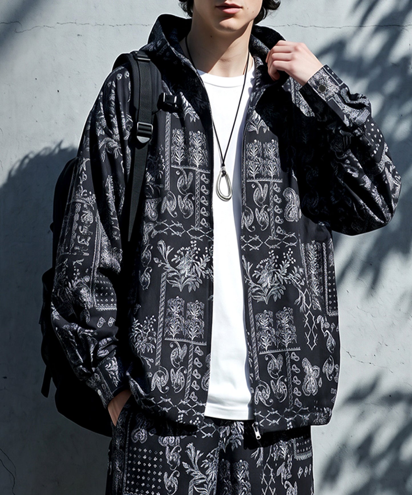 Paisley-Patterned Sheer All-Over Print Hoodie Men’s