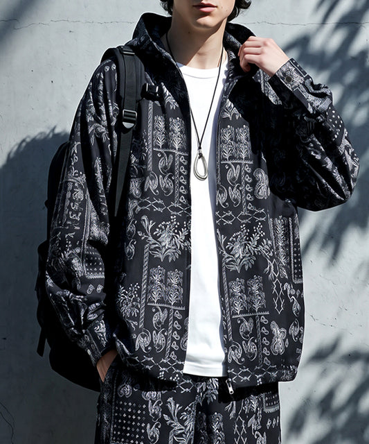 Paisley-Patterned Sheer All-Over Print Hoodie Men’s