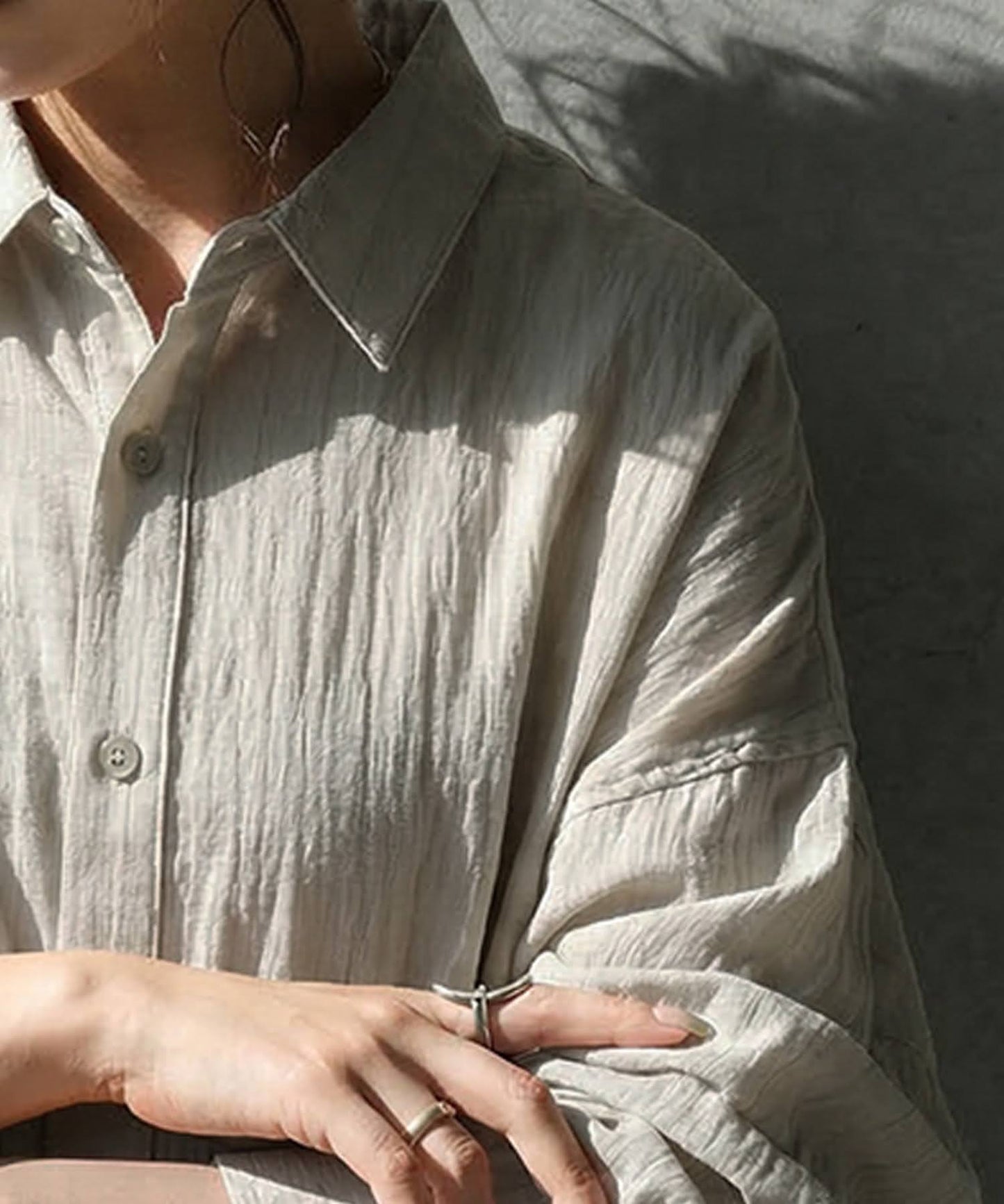 Linen Blend Pleated Shirt Ladies