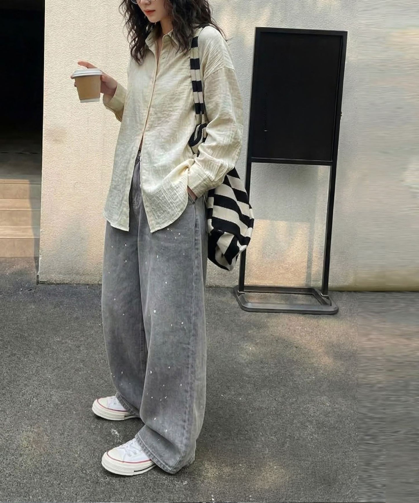 Linen Blend Pleated Shirt Ladies