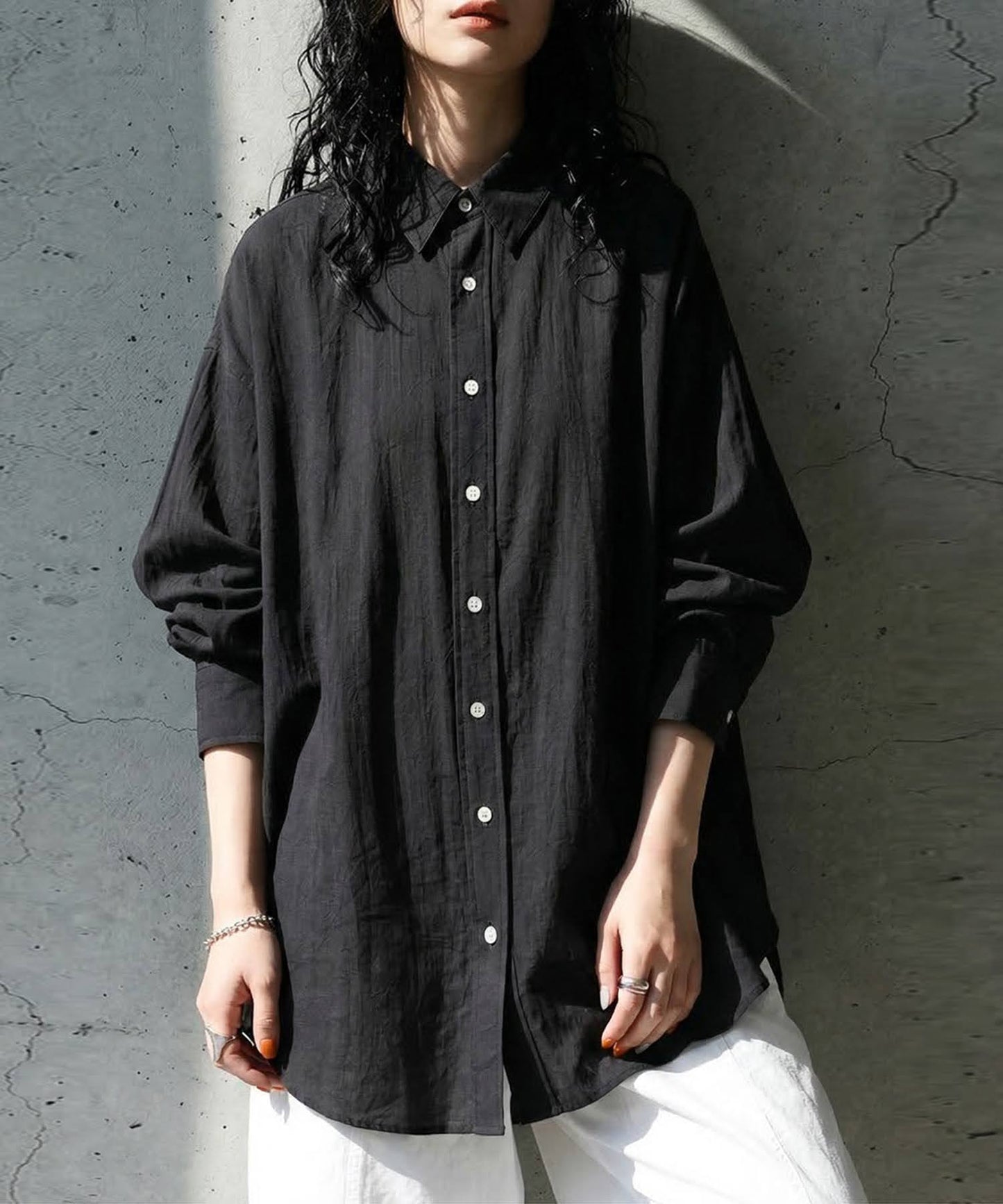 Linen Blend Pleated Shirt Ladies