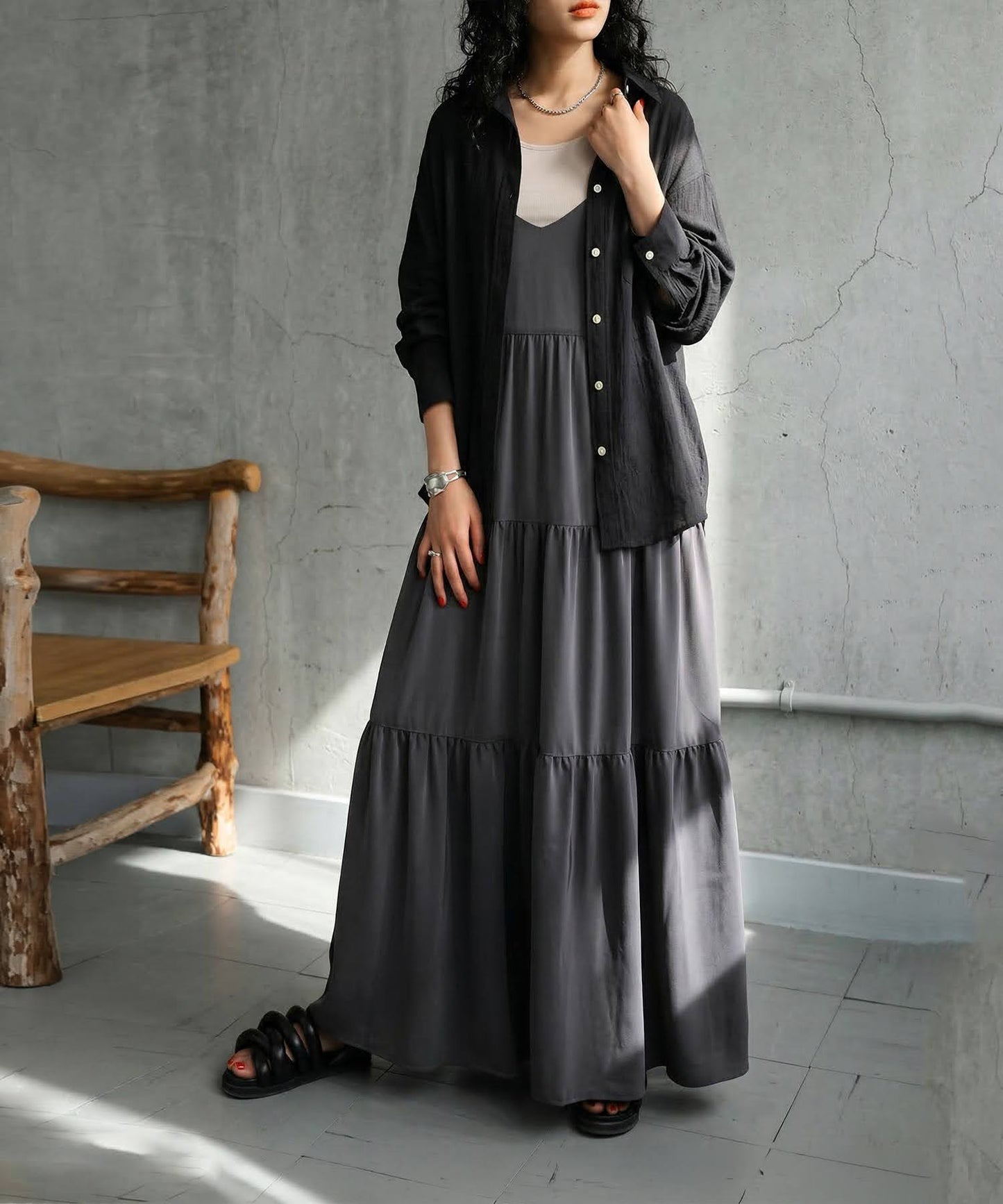 Linen Blend Pleated Shirt Ladies