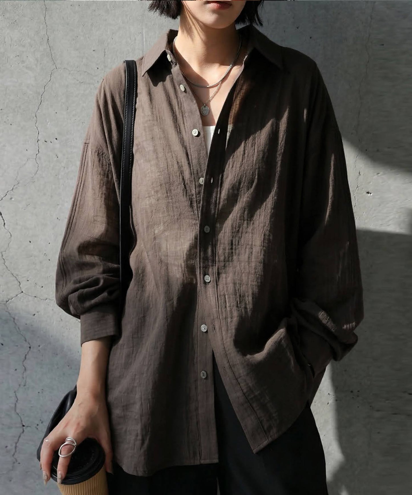 Linen Blend Pleated Shirt Ladies