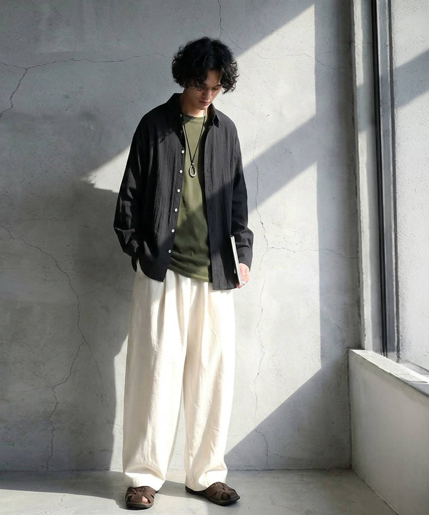 Linen Blend Pleated Shirt Men’s