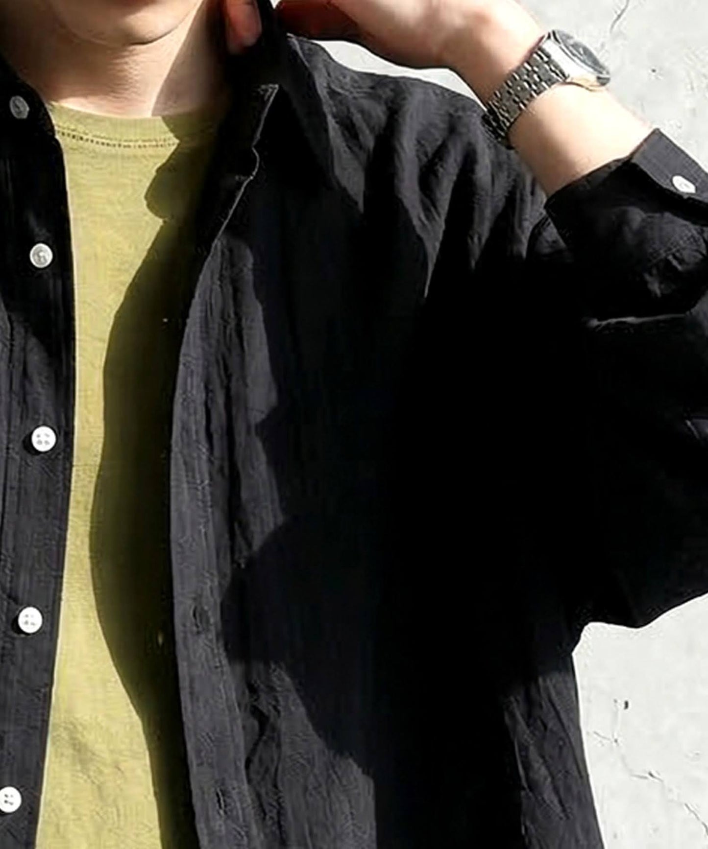 Linen Blend Pleated Shirt Men’s