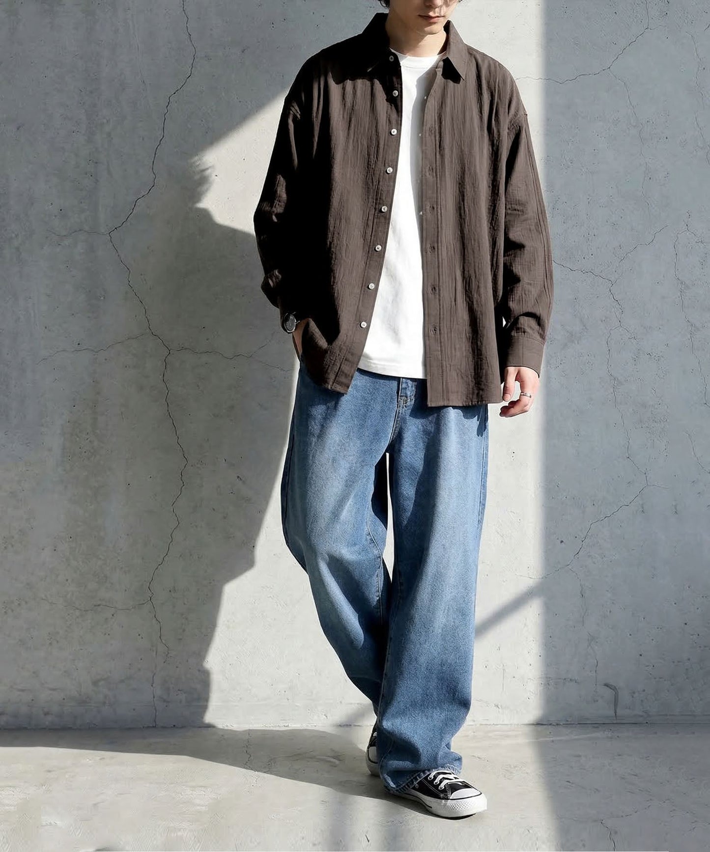 Linen Blend Pleated Shirt Men’s