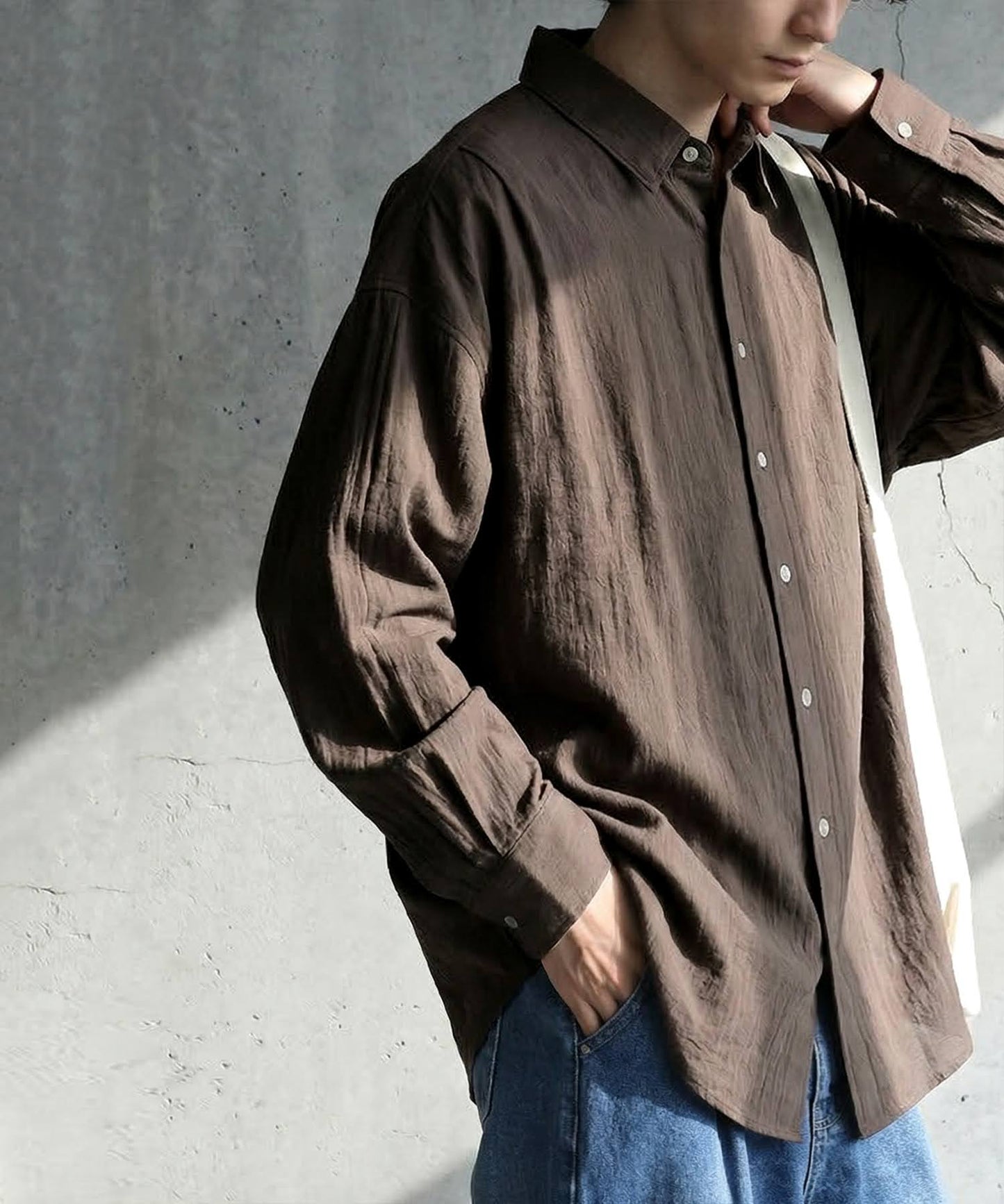 Linen Blend Pleated Shirt Men’s