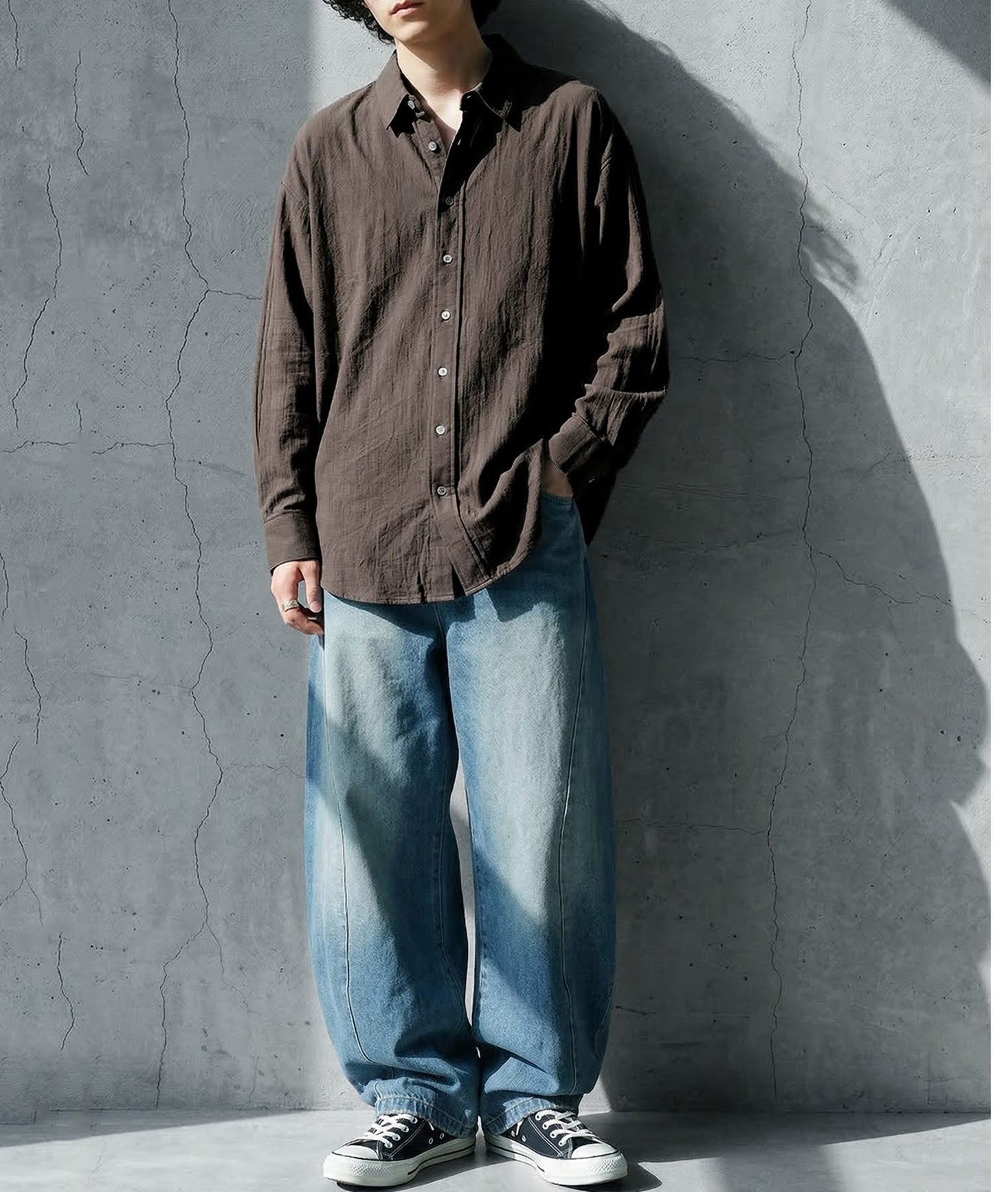 Linen Blend Pleated Shirt Men’s