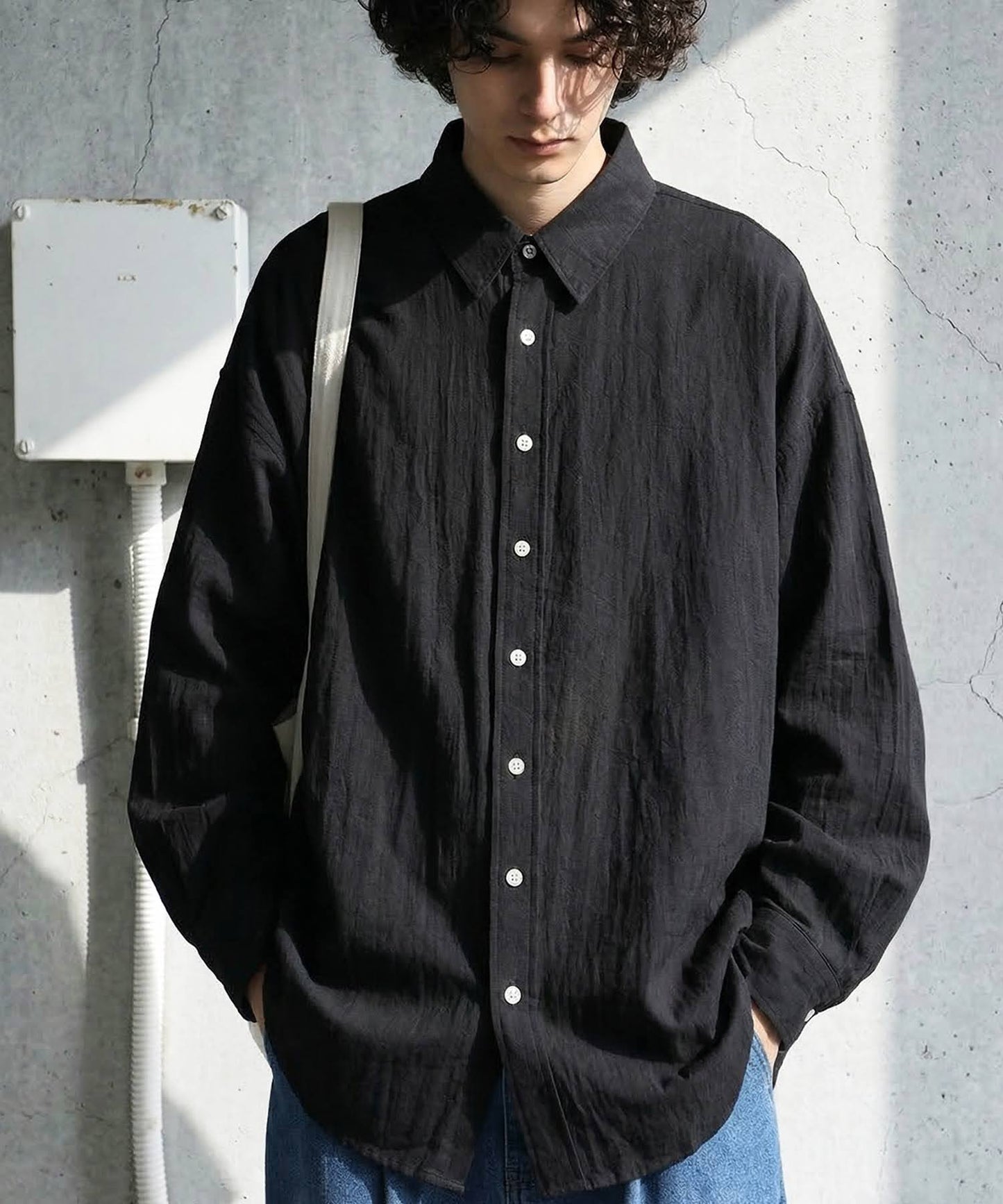Linen Blend Pleated Shirt Men’s