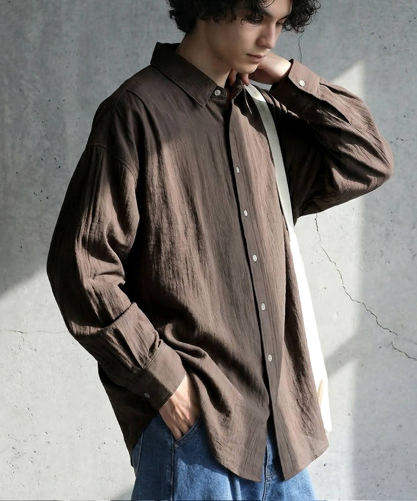 Linen Blend Pleated Shirt Men’s