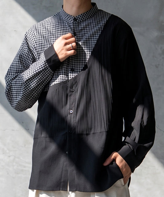 Mixed-Material Checkered Shirt Men’s