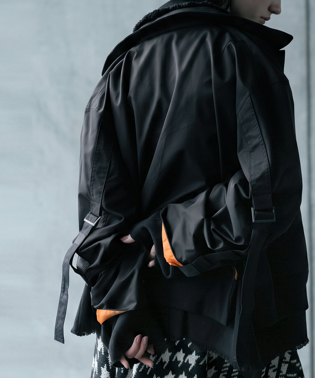 Mixed-Material, Layered Look, Short Length, Double-Zip Ma-1 Jacket Ladies