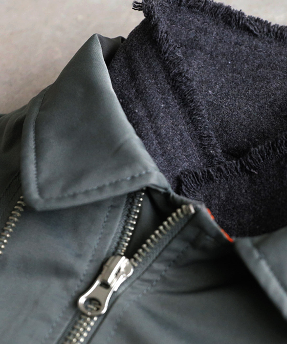 Mixed-Material, Layered Look, Short Length, Double-Zip Ma-1 Jacket Ladies