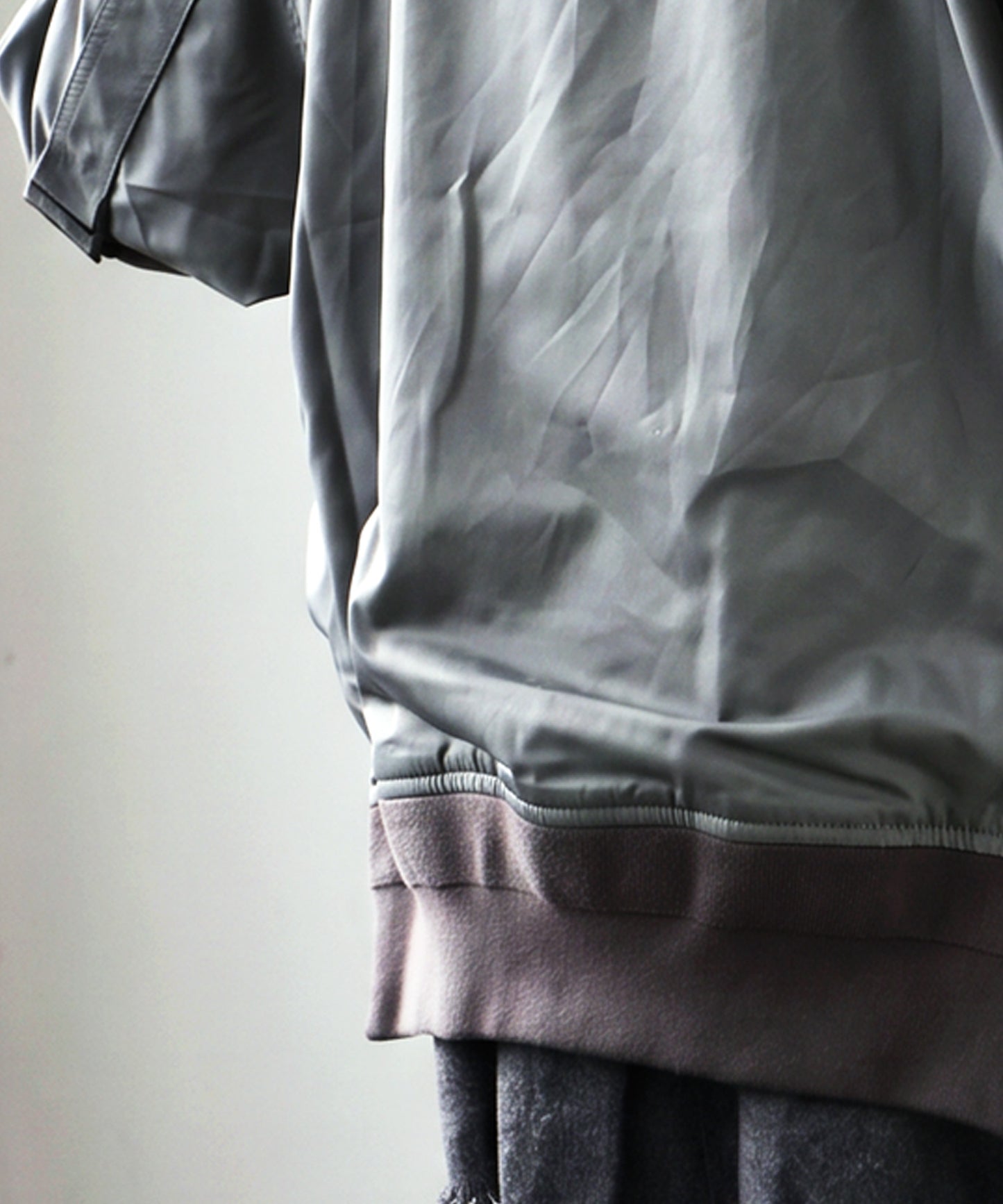 Mixed-Material, Layered Look, Short Length, Double-Zip Ma-1 Jacket Men’s