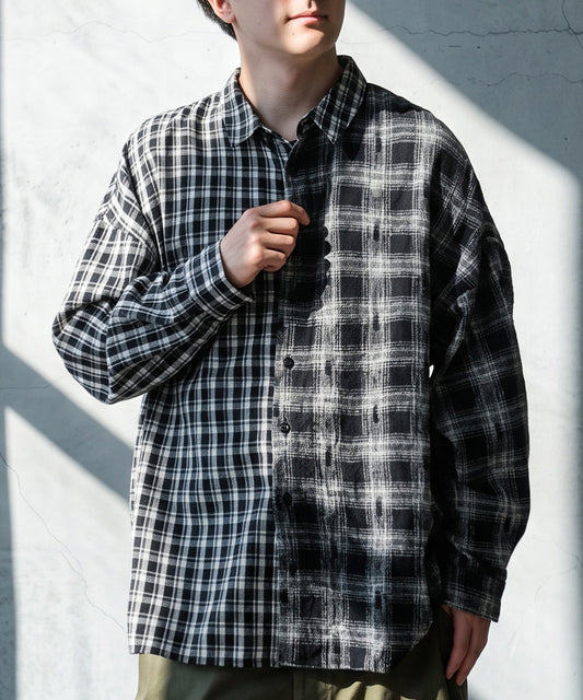 Checkered Pattern Asymmetrical Design Shirt Men’s