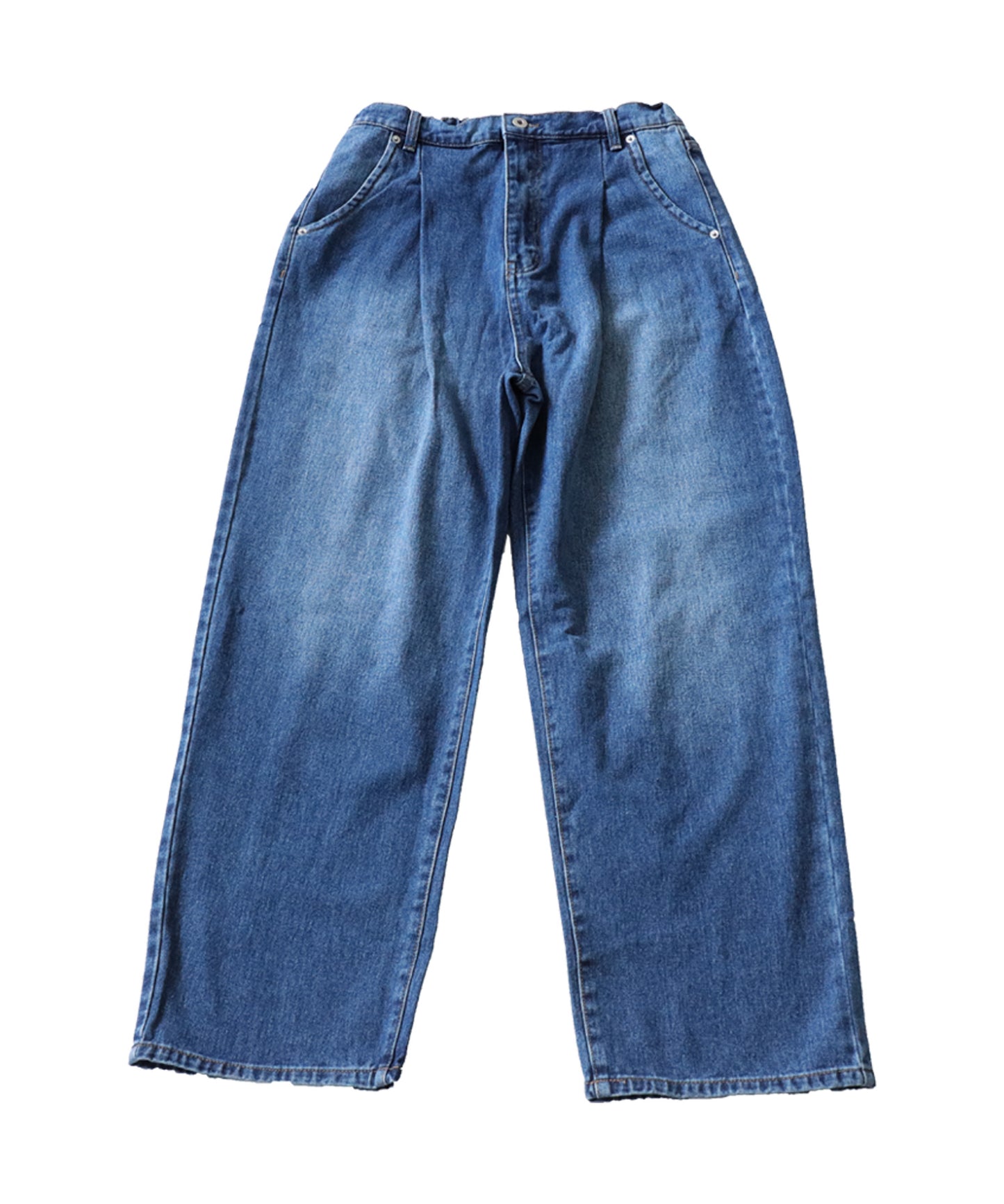 Wide tack denim pants Ladies