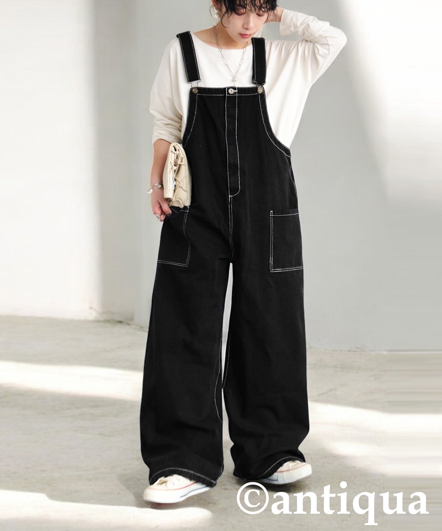 Stitched Denim Overalls Ladies