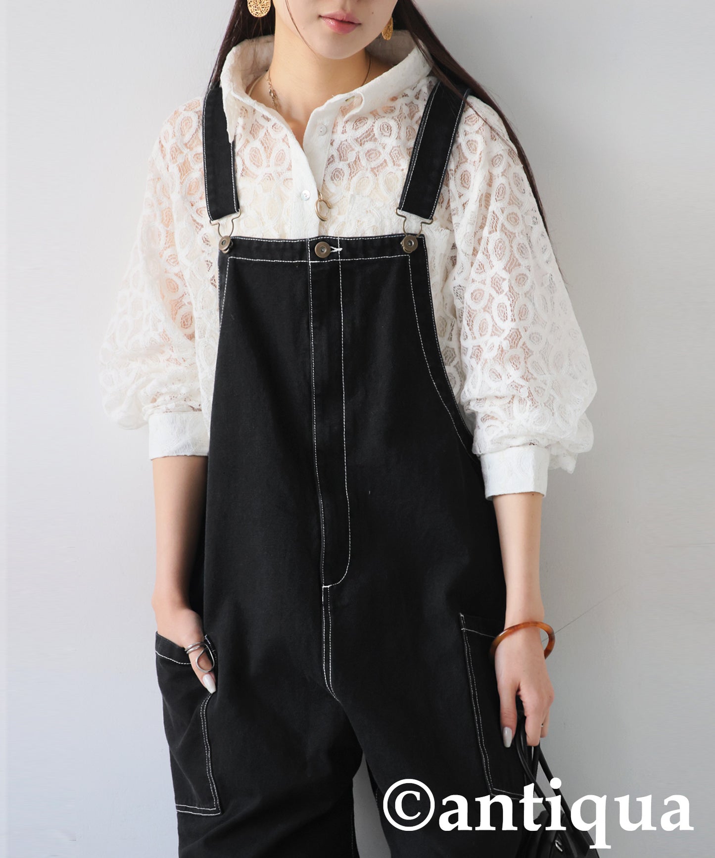Stitched Denim Overalls Ladies